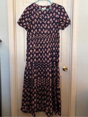Anthropologie Somerset Women’s Navy Blue Floral Print Dress SZ XL